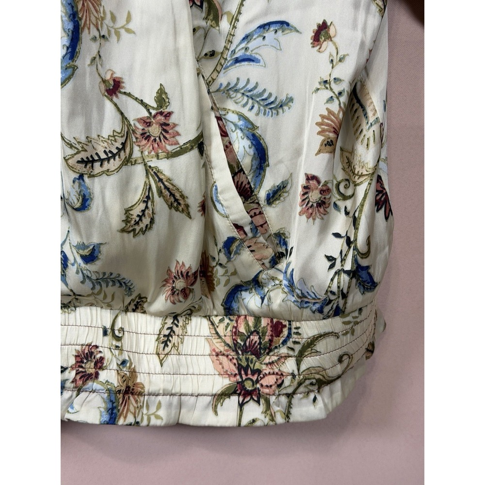 Chico's Full Zip Jacket Women's 2/12-14 Floral Shiny Satin Lightweight - Picture 4 of 7
